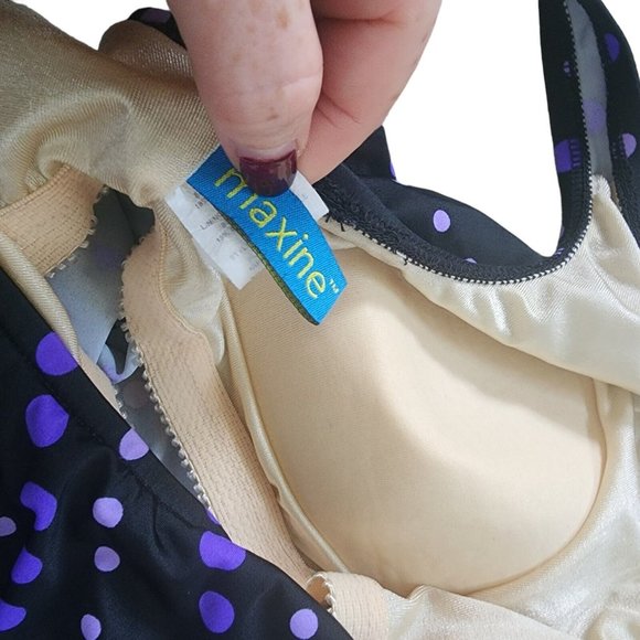 Maxine Polka Dot Tankini Top Black Purple Size 12 - Picture 4 of 4